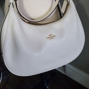 Coach pebble leather Harley east/west hobo chalk